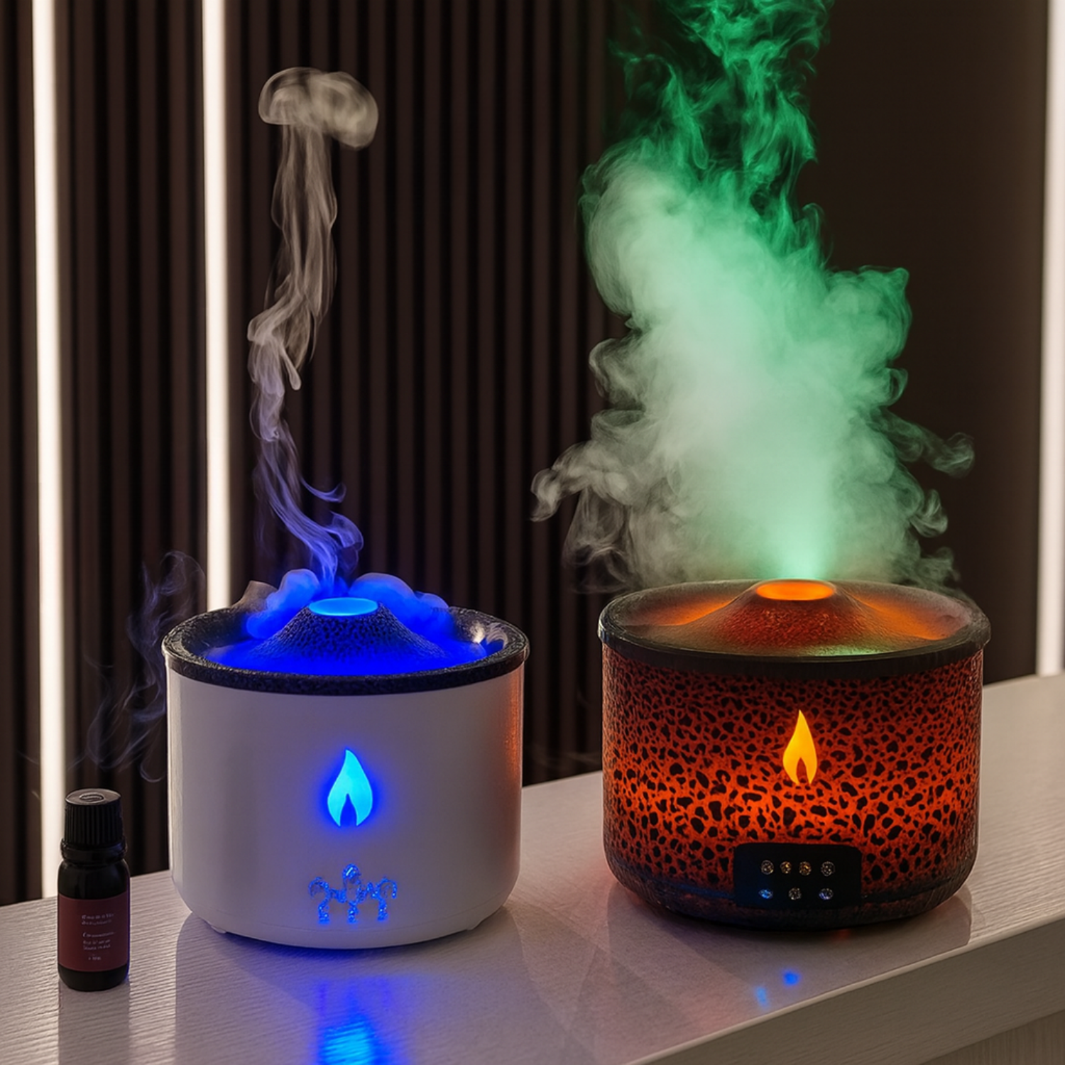Stilvoller Flammendiffusor Mit Holzmaserung Für Aromatherapie Und